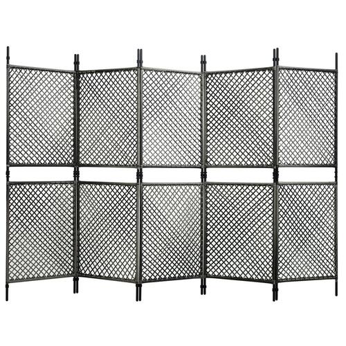 5-panels rumdeler 300x200 cm polyrattan antracitgrå