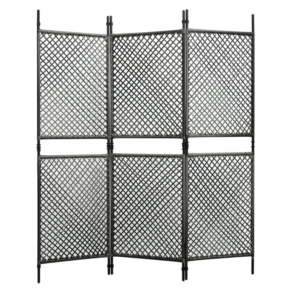 3-panels rumdeler 180x200 cm polyrattan antracitgrå