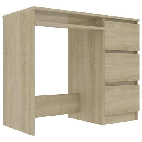 Skrivebord 90x45x76 cm konstrueret træ sonoma-eg