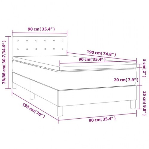 Kontinentalseng med LED-lys 90x190 cm - kunstlæder, cappuccino
