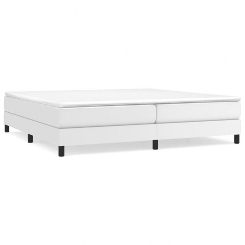 Boxspring sengeramme 200 × 200 cm i hvidt kunstlæder