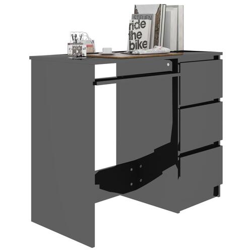 Skrivebord 90x45x76 cm spånplade højglans sort