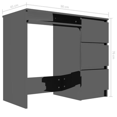 Skrivebord 90x45x76 cm spånplade højglans sort