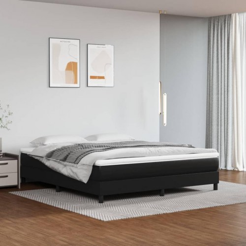 Kontinentalseng 160×200 cm i sort kunstlæder