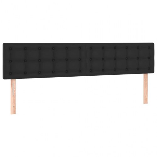 Kontinentalseng med LED-lys 160×200 cm i sort kunstlæder