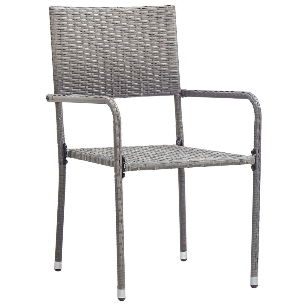 Udendørs spisebordsstole 2 stk. polyrattan grå