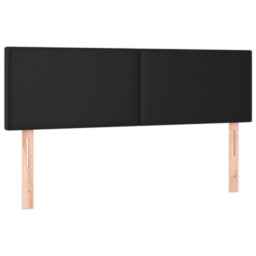 Kontinentalseng 140x200 cm i sort kunstlæder med madras og topmadras