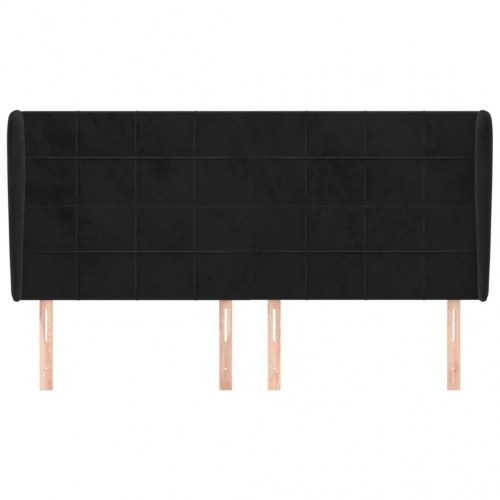 Sengegavl med kanter 203 x 23 x 118/128 cm fløjl - sort