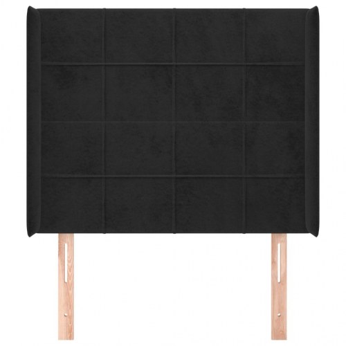 Sengegavl med kanter 103 x 16 x 118/128 cm - sort