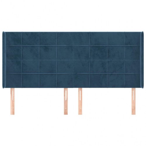 Sengegavl med kanter 203 x 16 x 118/128 cm fløjl mørkeblå