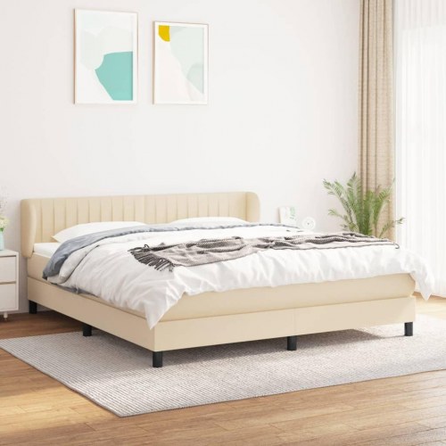 Kontinentalseng med madras 180×200 cm - stof, cremefarvet