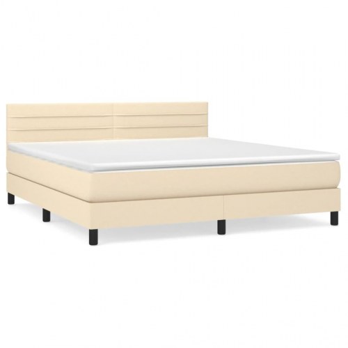 Kontinentalseng med madras 180×200 cm - stof, cremefarvet
