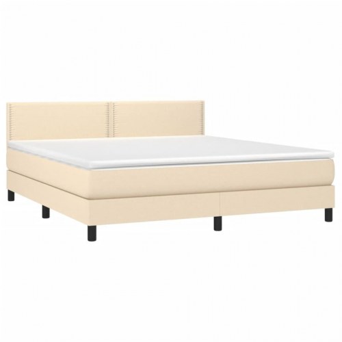 Kontinentalseng med madras 180x200 cm - stof, cremefarvet