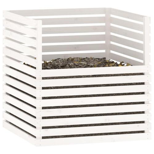 Kompostbeholder 100x100x102 cm massivt fyrretræ hvid