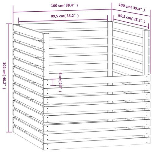 Kompostbeholder 100x100x102 cm massivt fyrretræ hvid
