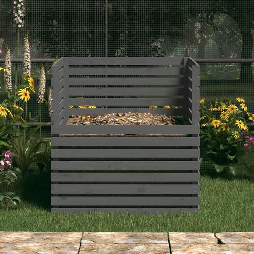 Kompostbeholder 100x100x102 cm massivt fyrretræ grå