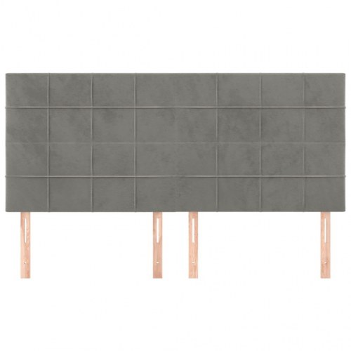 Sengegavl lysegrå 200 x 5 x 118/128 cm i fløjl