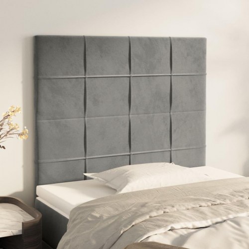 Sengegavl lysegrå 100 x 5 x 118/128 cm i fløjl