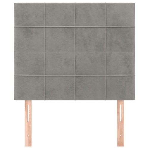 Sengegavl lysegrå 100 x 5 x 118/128 cm i fløjl