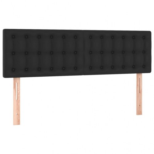 Kontinentalseng med LED-lys 140×200 cm i sort kunstlæder
