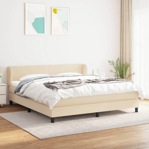 Kontinentalseng med madras 180×200 cm - stof, cremefarvet