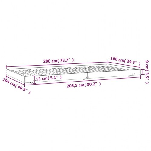 Sengeramme med lameller 100 x 200 cm - sort