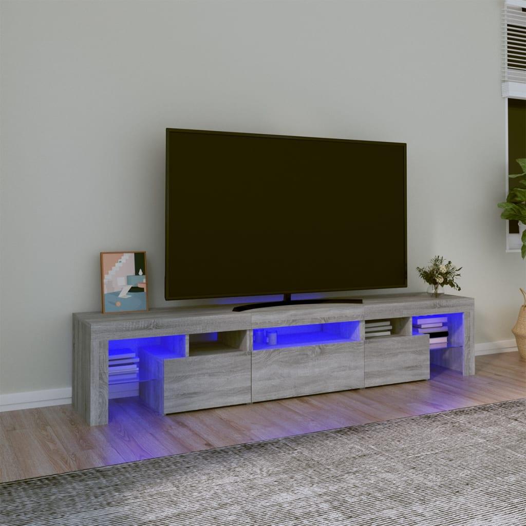 Tv-skab med LED-lys 200x36,5x40 cm grå sonoma-eg