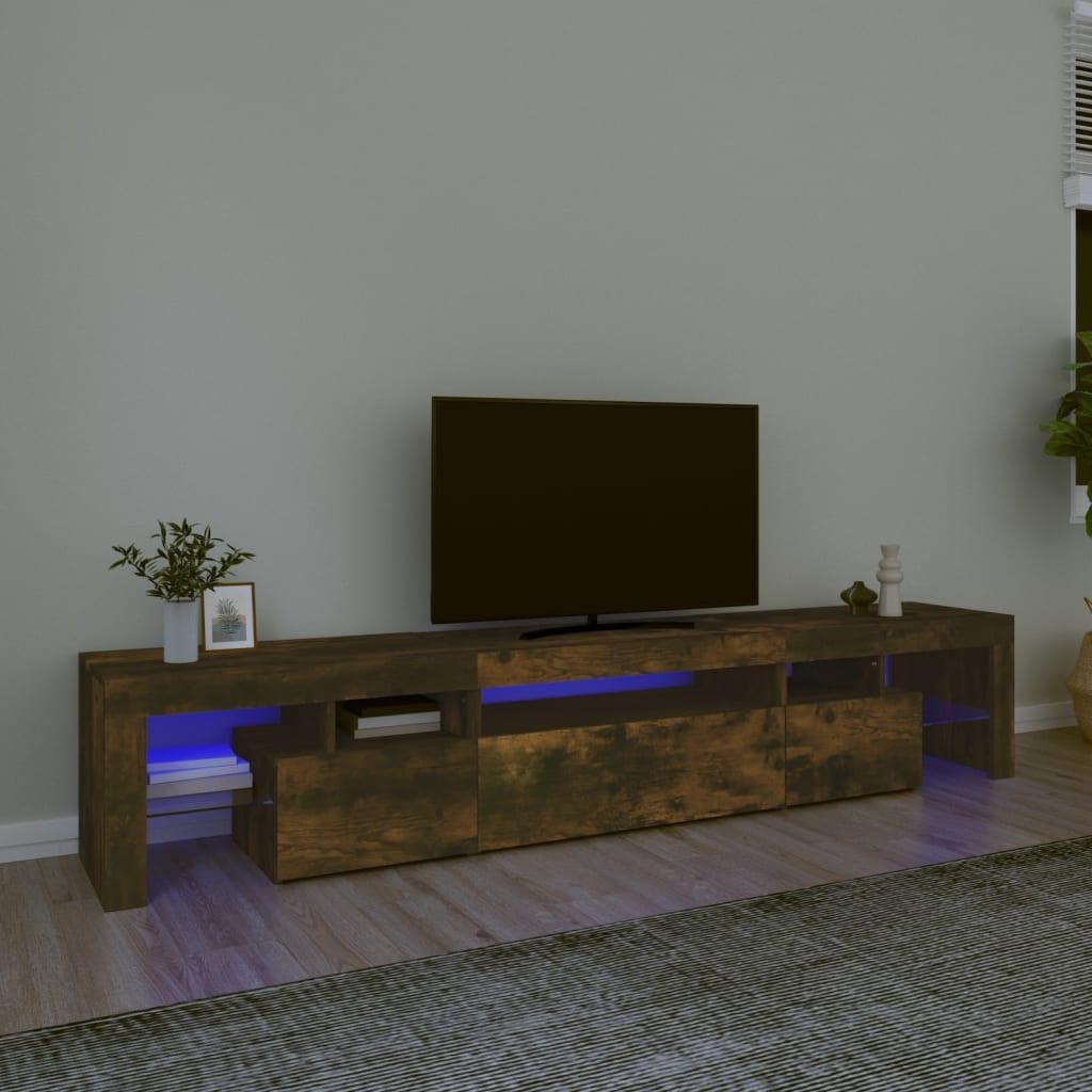 Tv-skab med LED-lys 215x36,5x40 cm røget egetræ