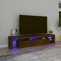 Tv-skab med LED-lys 200x36,5x40 cm brun egetræ