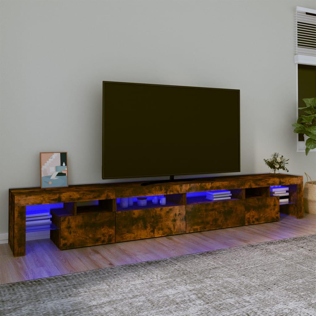 Tv-skab med LED-lys 280x36,5x40 cm røget egetræ