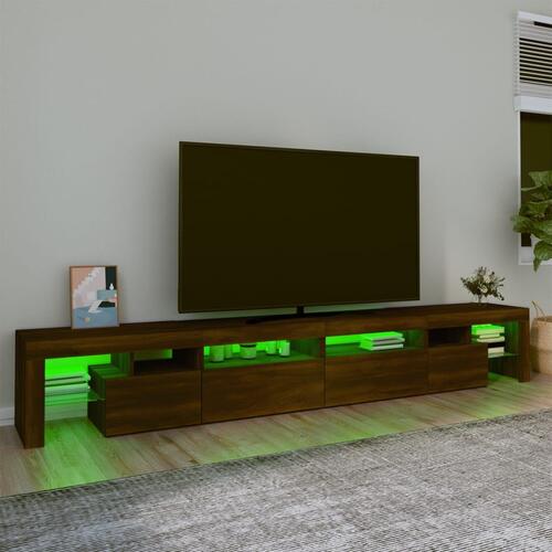 Tv-skab med LED-lys 260x36,5x40 cm brun egetræ