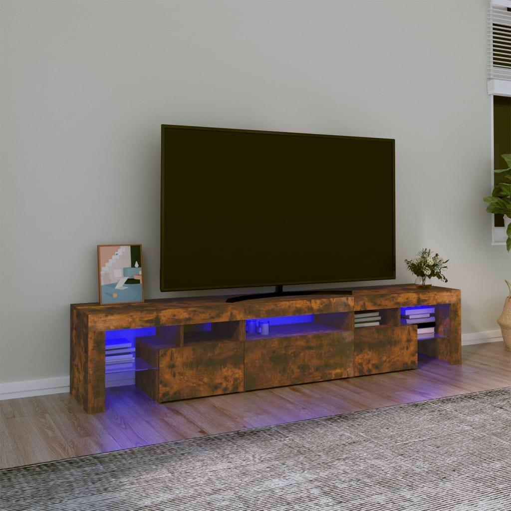 Tv-skab med LED-lys 200x36,5x40 cm røget egetræ