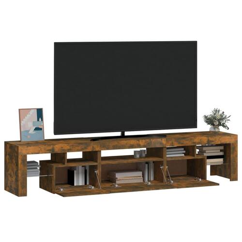 Tv-skab med LED-lys 200x36,5x40 cm røget egetræ