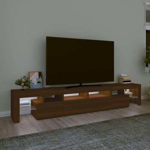 Tv-skab med LED-lys 230x36,5x40 cm brun egetræ