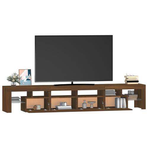 Tv-skab med LED-lys 230x36,5x40 cm brun egetræ