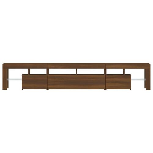 Tv-skab med LED-lys 230x36,5x40 cm brun egetræ