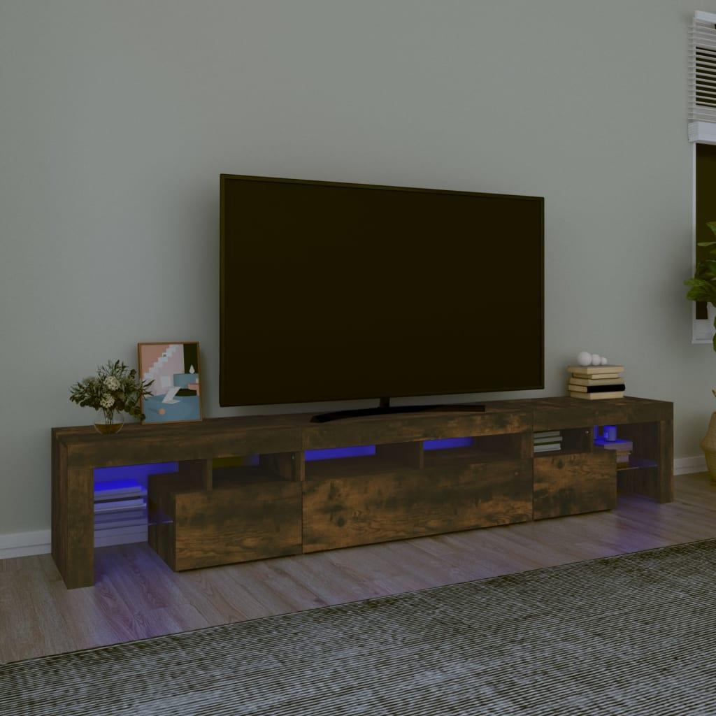 Tv-skab med LED-lys 230x36,5x40 cm røget egetræ
