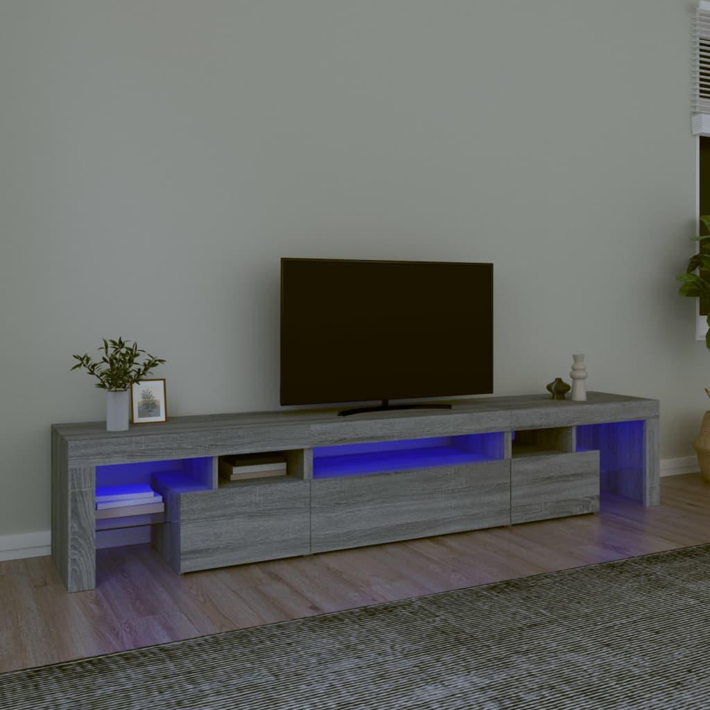 Tv-skab med LED-lys 215x36,5x40 cm grå sonoma-eg