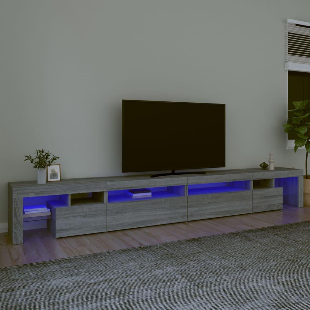 Tv-bord med LED-lys 290x36,5x40 cm grå sonoma-eg