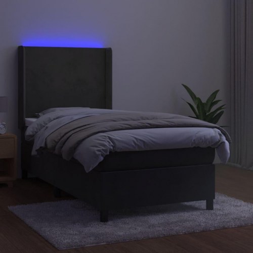 Kontinentalseng med LED-lys 80×200 cm i velour - mørkegrå