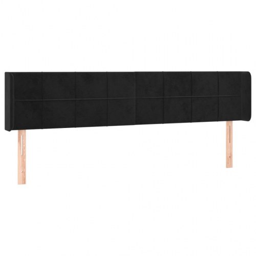 Sengegavl med LED-lys 203x16x78/88 cm fløjl sort