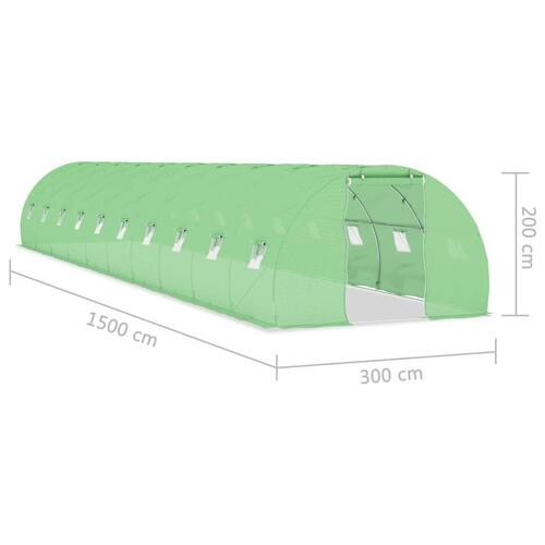 Drivhus 45 m² 15x3x2 m