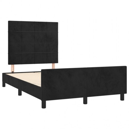 Sengeramme i fløjl med sengegavl - sort 120 x 200 cm