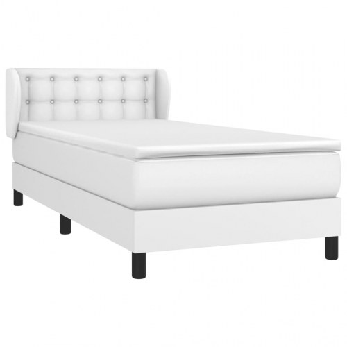 Kontinentalseng 90x190 cm med madras og topmadras - kunstlæder, hvid