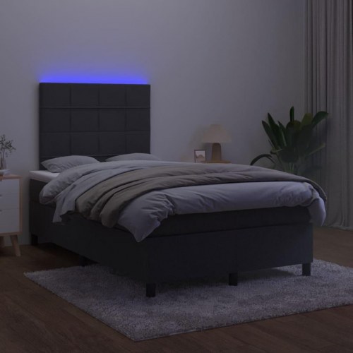 Kontinentalseng i fløjl med LED-lys 120×200 cm - sort