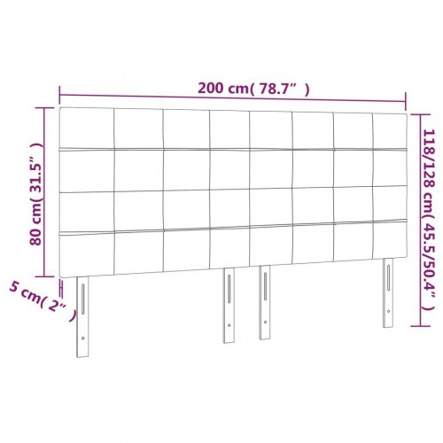 Sengegavl med LED-lys 200 x 5 x 118/128 cm - mørkegrøn