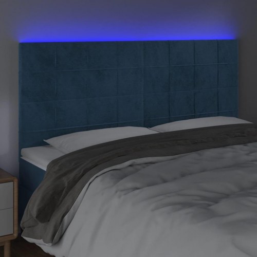 Sengegavl med LED-lys 200 x 5 x 118/128 cm - mørkeblå