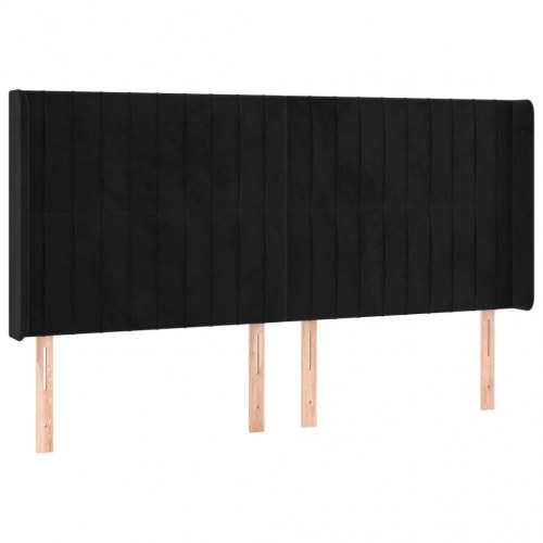 Kontinentalseng med LED-lys 180x200 cm - fløjl, sort