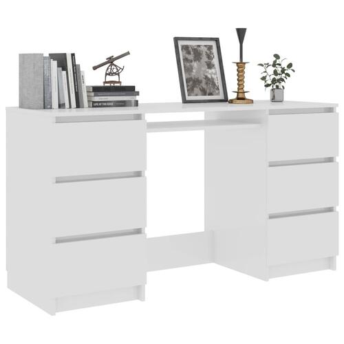 Skrivebord 140x50x77 cm konstrueret træ hvid højglans