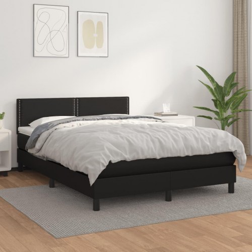 Kontinentalseng med madras 140x190 cm i kunstlæder - sort
